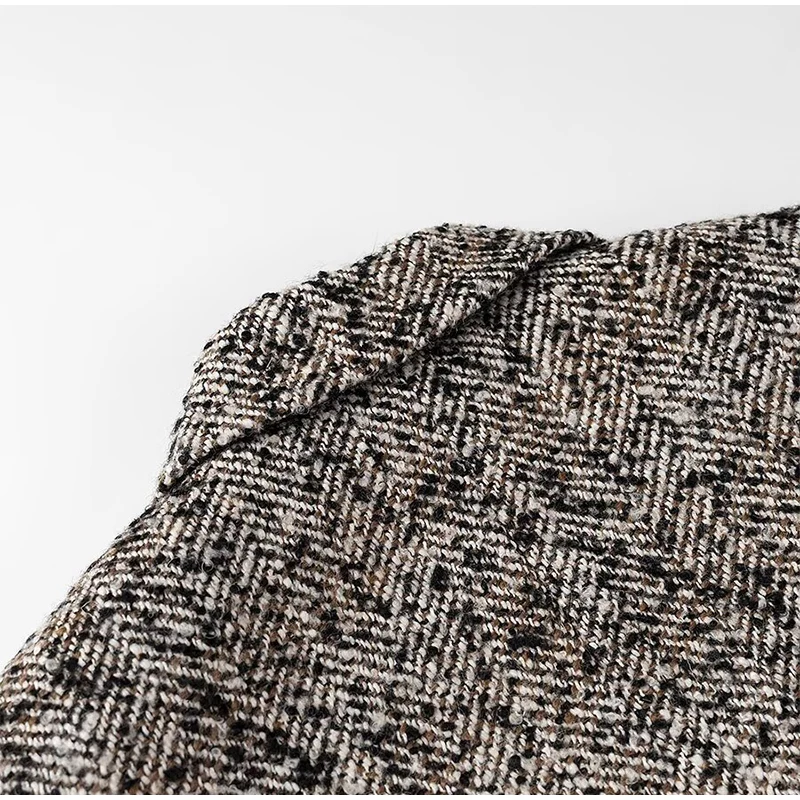 Winter With Belt Blazer Coat Women Loose Lapel Tweed Wool Blends Warm Jacket Fashion Temperament Commuting Lady Elegant Outwear