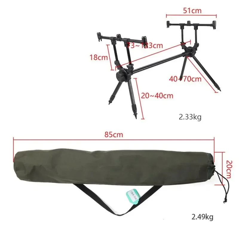 Stock 3 Rod Holder Fishing Aluminum Alloy Folding Carp Fishing Portable Rod Holder