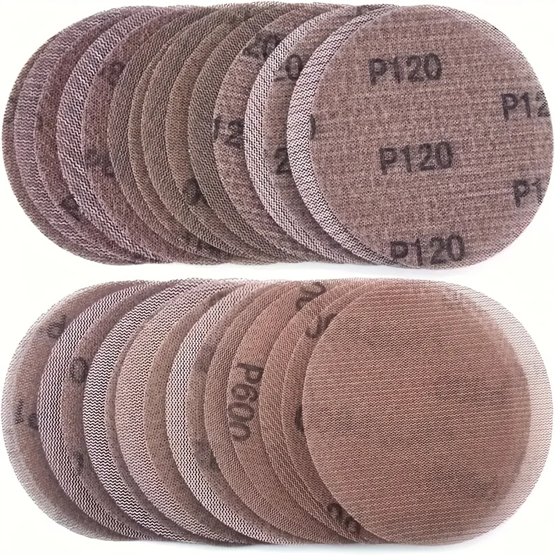 10 Stück 125mm Netz-Schleifscheiben, 5 Zoll Staubfreies Klett-Schleifpapier, Körnung 80/100/150/240/400 für Auto- und Holzschleifen, Polieren
