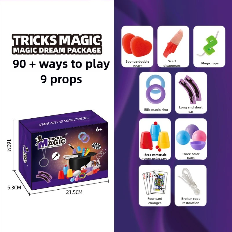 Magic Kit for Kids Magician Costume Beginner Magic Tricks Learning Set Education