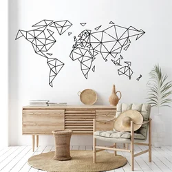 Geometric World Map Lines Wall Decal Vinyl Art Home Decoration Room Bedroom New House Decor Stickers Removable Wallpaper AA45