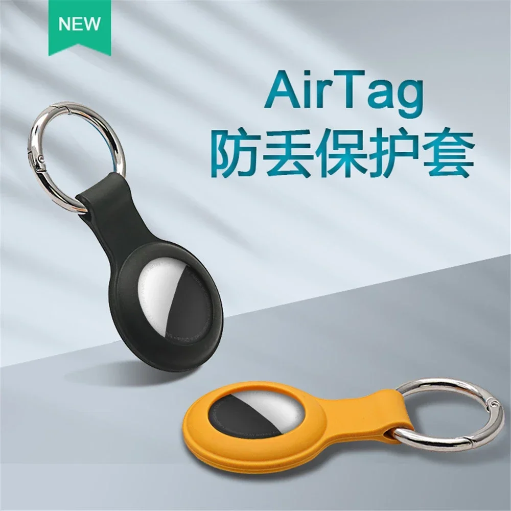 Silicone Airtag Case Cover for Apple Airtags Liquid Silicone Protective Shell Tracker Accessories Anti-scratch Sleeve Keychain