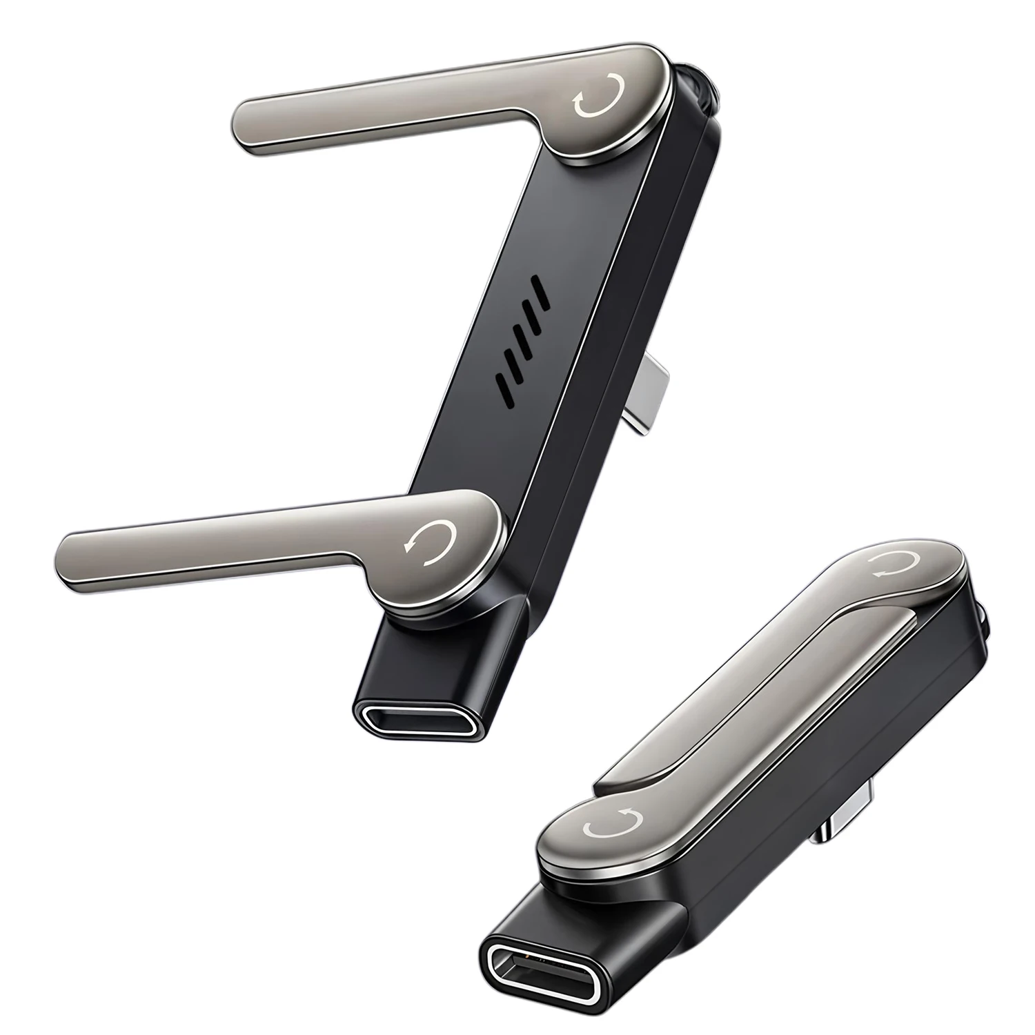 240W USB-C 접이식 메탈 폰 스탠드 PD 360 ° 회전식 컴팩트 홀더 (타입C 휴대폰 충전 케이블용) 사무실 및 여행용 액세서리