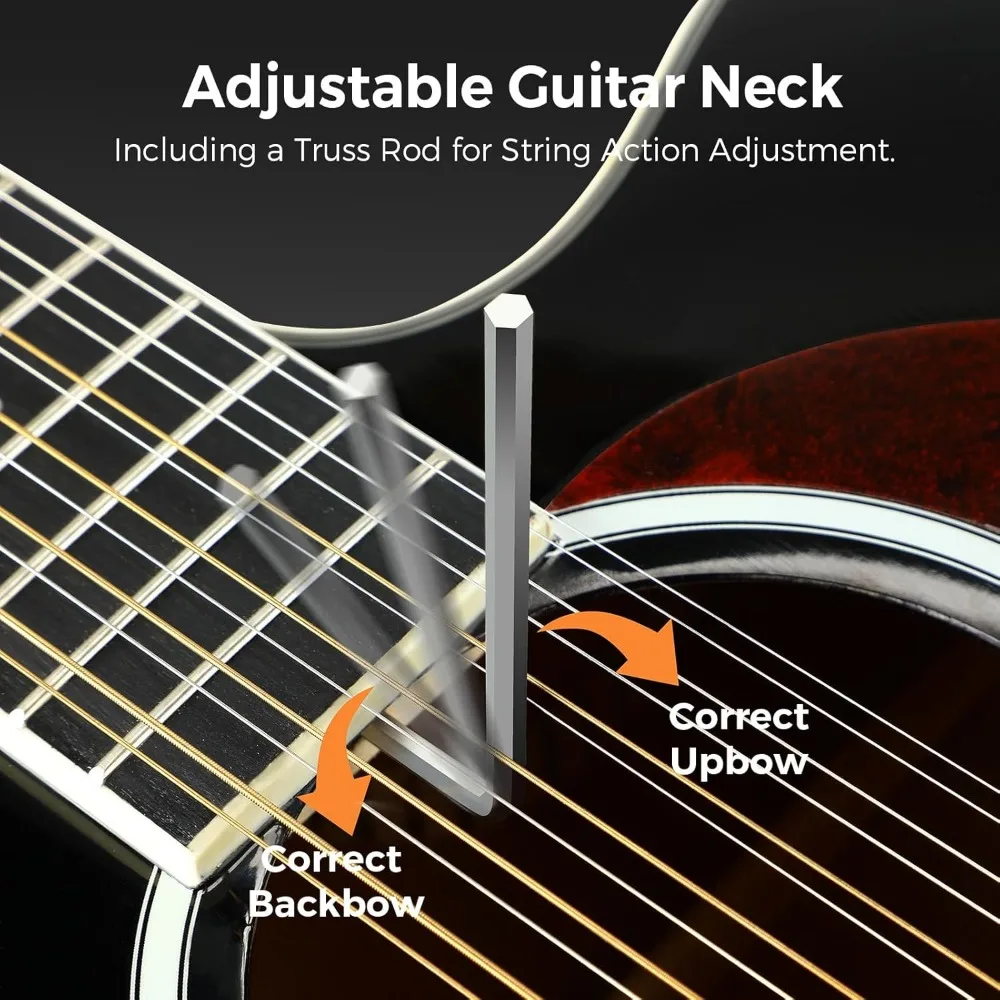 12 String Guitar,42&rdquo; Acoustic Electric Guitar, 12 String Full Size Acoustic Guitar Bundle with 4-Band EQ, Gig Bag, Picks.