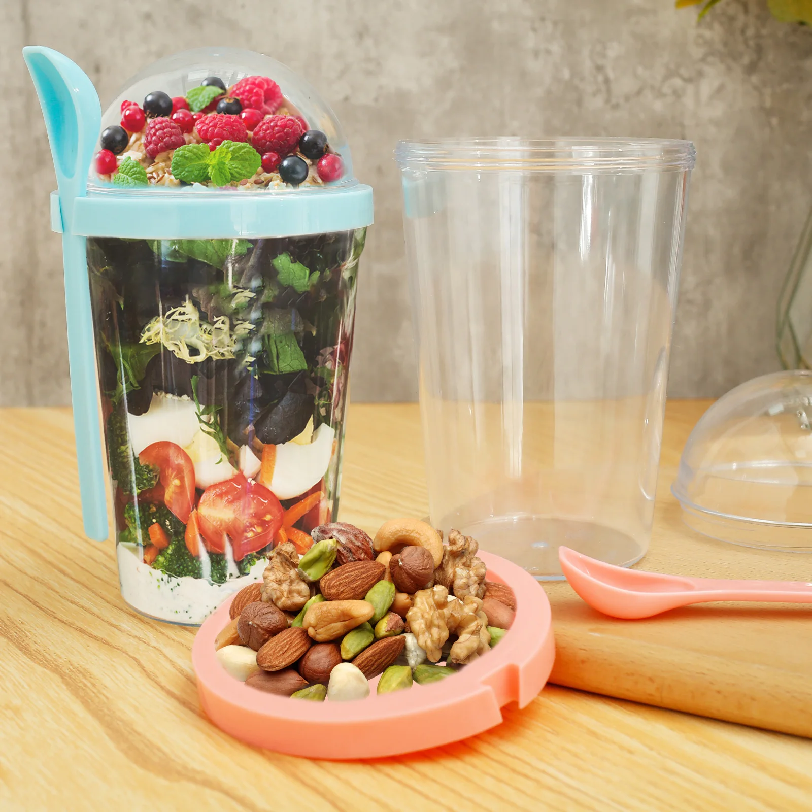 Yogurt Oatmeal Container Overnight Oats Container With Lid And Spoon Portable Leakproof Cereal And Milk Container Cereal Salad 6