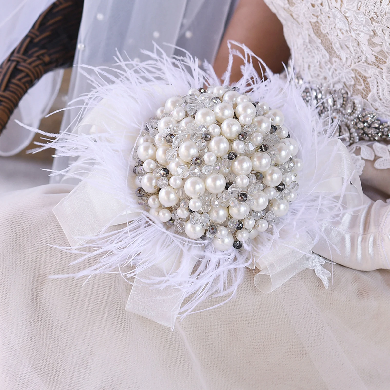 Pearl Bridal Wedding Bouquet Pearls Marriage Accessories Bridal Bouquets Pearls Brides Flower Bouquets for Wedding Decoration