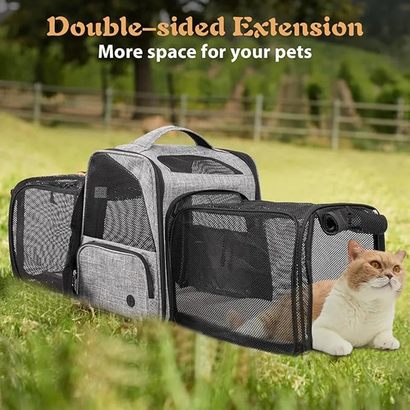 Pet supplies Double expandable backpack cat dog breathable backpack outdoor travel camping cat large backpack Oxford cloth