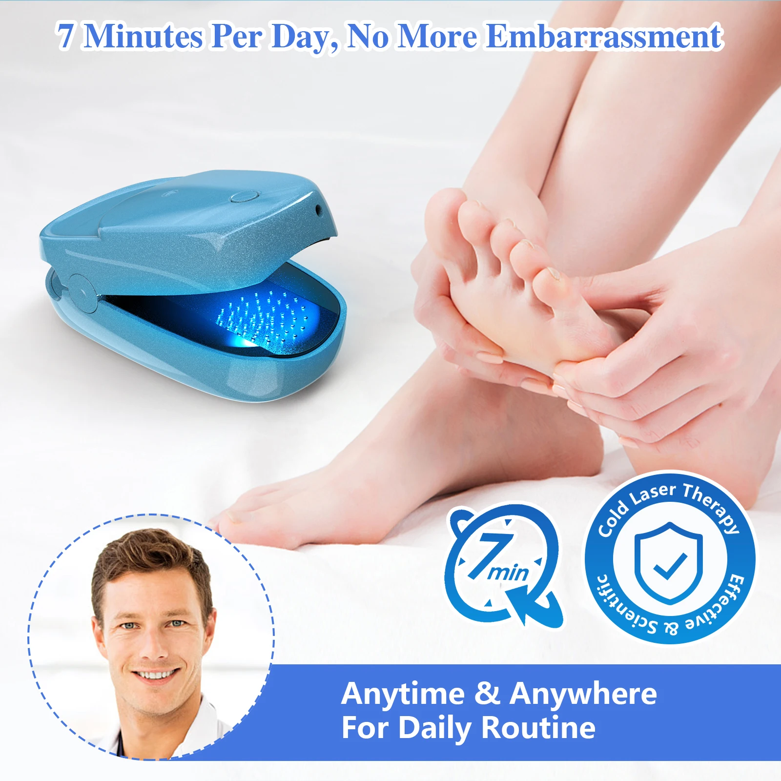 Nail Fungus Remover Blue Color Nail Fungus Laser Device 7 Minutes Painless Nail Treatments Device Toenails Onychomycosis Cure Machine 905nm LLLT