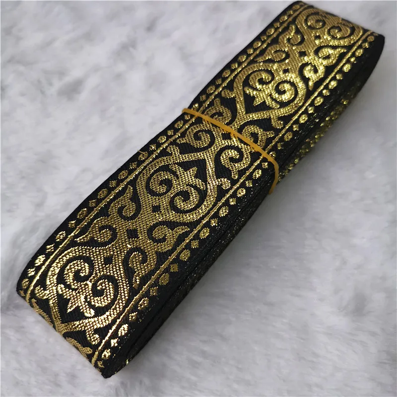 7 미터 33mm 골드 실버 빛나는 빈티지 민족 자수 리본 Boho 레이스 트림 DIY 의류 가방 액세서리 수 놓은 직물