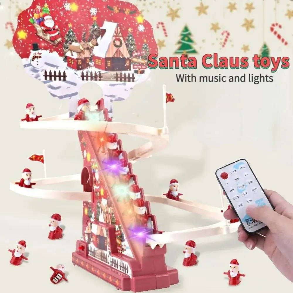 

Light Santa Claus Climbing Stairs Toy Funny Halloween Music Electric Track Toy Christmas with Remote Control Christmas Toy