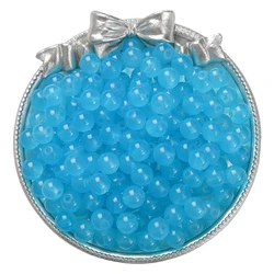 Glossy Jelly Imitation Jade Glass Round Beads - Assorted Sizes for Jewelry Making Supplies (Dark Blue)