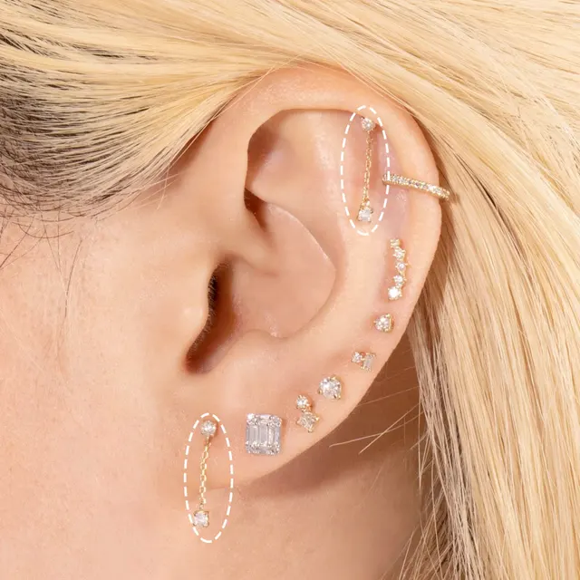 Orecchini Piercing Per Cartilagine - Acciaio Chirurgico 316L - 16G - Filettati Internamente - Per Helix, Trago, Conch - Foto 2