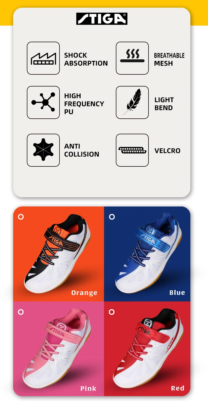 Description Picture 3 of itemStiga Children Table Tennis Shoes New Arrival For Kids Boy Girls Ping Pong Sport Sneakers