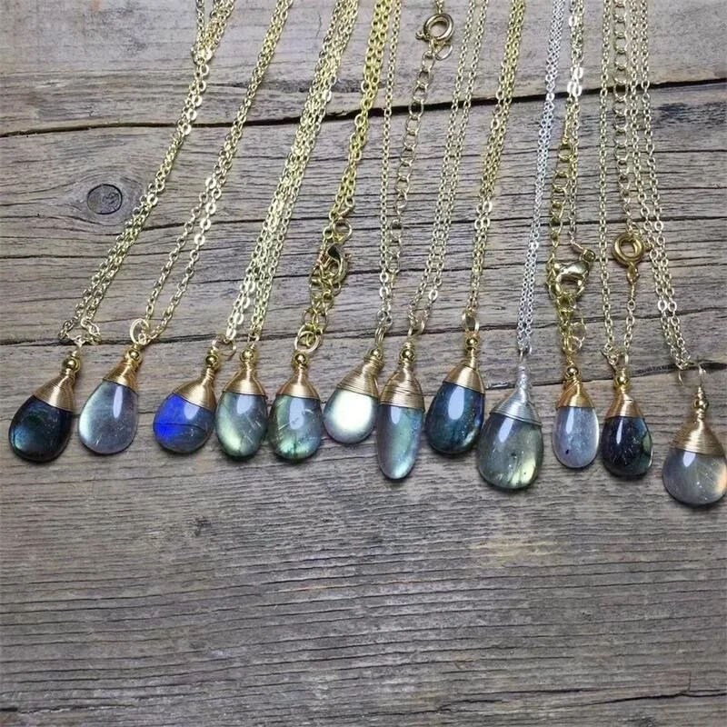 

Natural Labradorite Pendant Party Jewelry For Women Healing Fengshui Energy Stone Holiday Gifts 1pcs