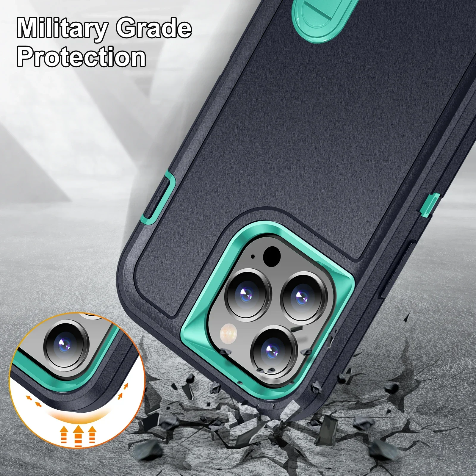 Anti-Slip Dual Layer Protective Case with Stand Holder for iPhone - Strong and Durable Cover