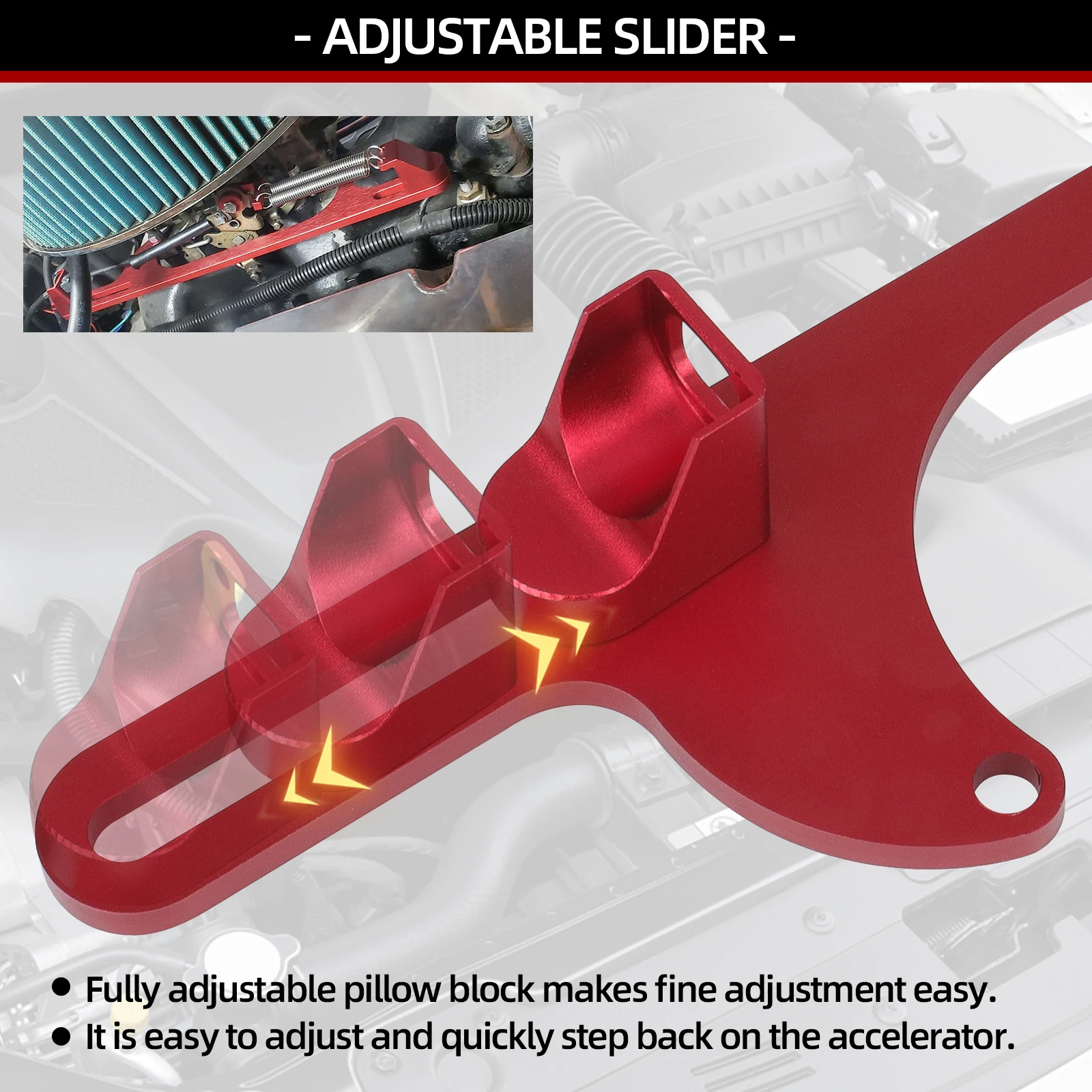 CNSPEED Billet Aluminum Adjustable Throttle Cable Bracket For Ford cable Fit Quick Fuel 4150 and 4160 Carburetor 350 FF