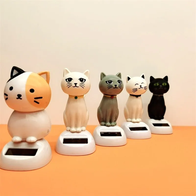 Novelty Solar Toys Cartoon Cute Cat Series Solar Swinging Doll Funny Desktop Decorations Swinging Cat Car Ornament solar kimono doll ornament