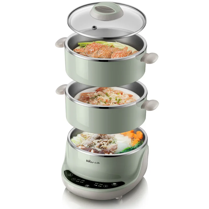 Bear Electric Steamer Household Small Multifunctional Mini Electric Hot Pot Double Layer Stainless Steel Steamer Can Reserved