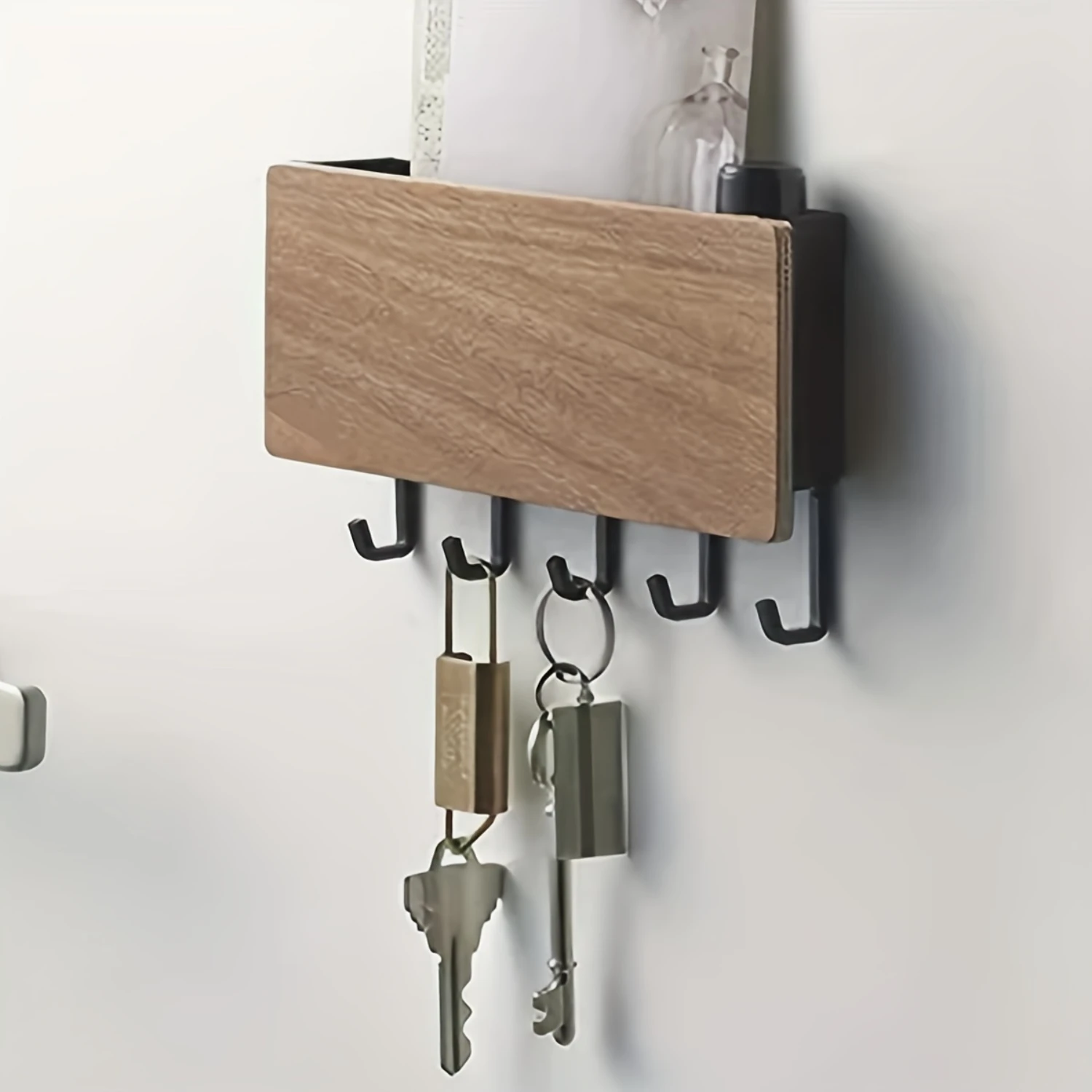 1pc Wooden Key Hook and  Box - Stylish and Practical Organizer for Small Items, Perfect for Entryway and  Decor 4