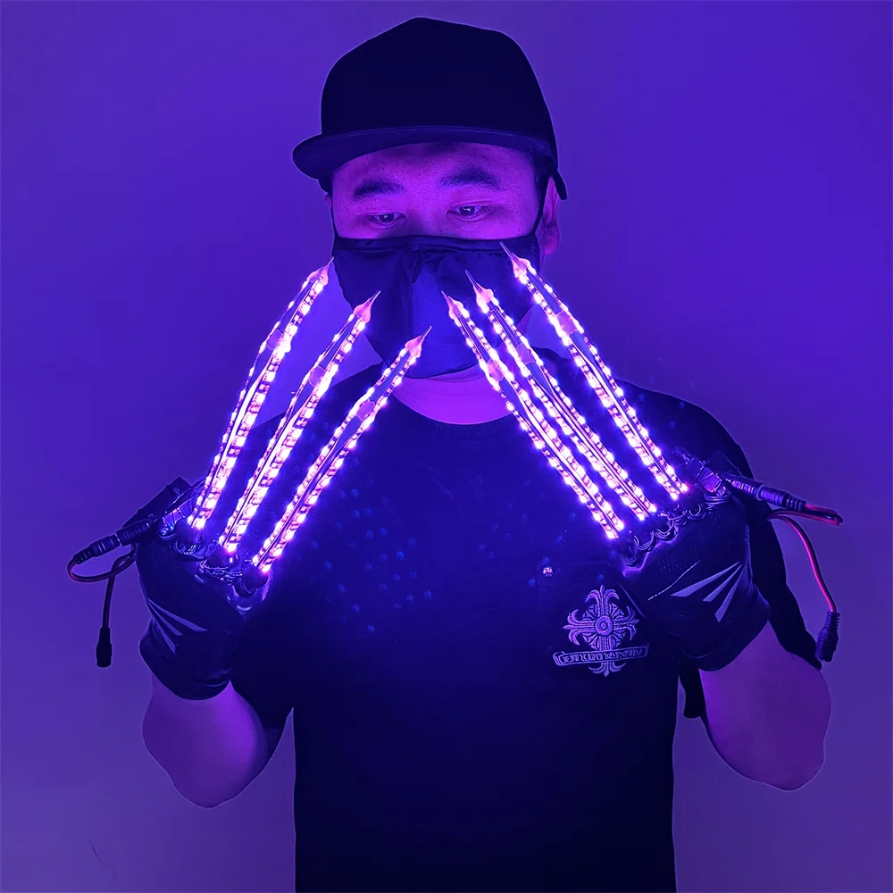 시원한 RGB 원격 LED 울버린 발 장갑, 레이저맨 쇼 안경 재킷, 성능 소품 조명 클로 장갑, 나이트 클럽 바