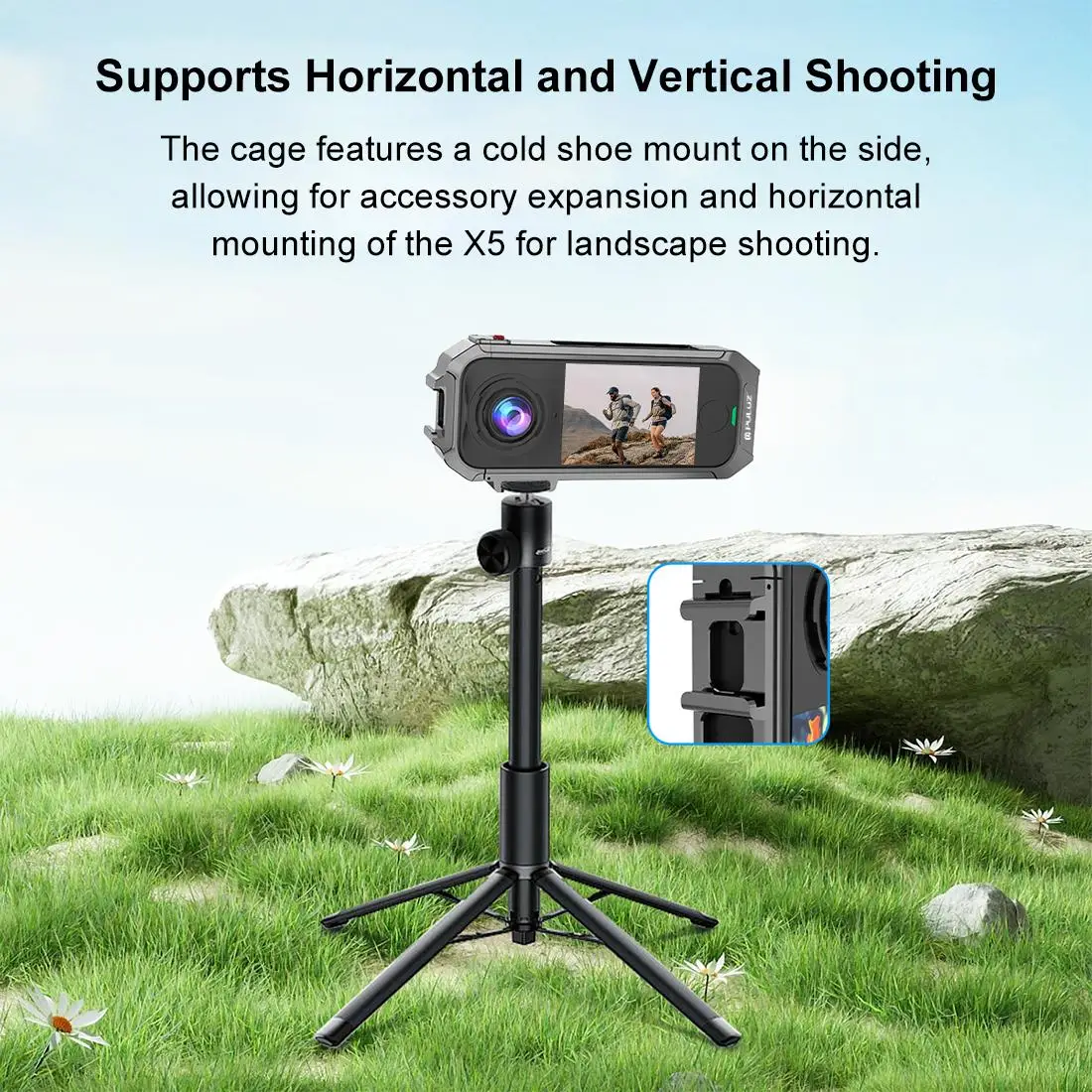 For Insta360 X4 Air PULUZ Metal Protective Cage Rig Housing Frame with Expand Cold Shoe Base