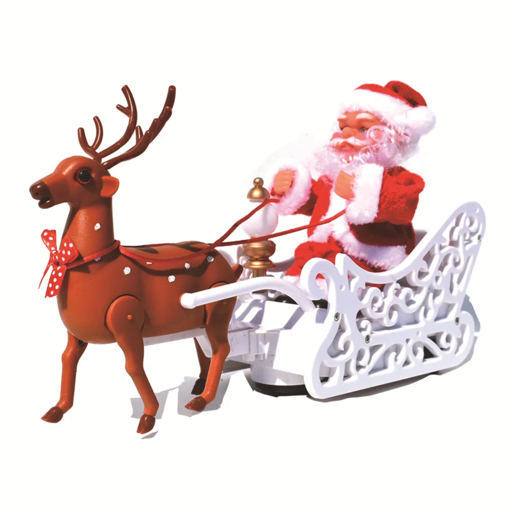 Deer Pulling Cart Music Electric Santa Claus Children's Toys Christmas Gifts Desktop Christmas Decorations Decorations
