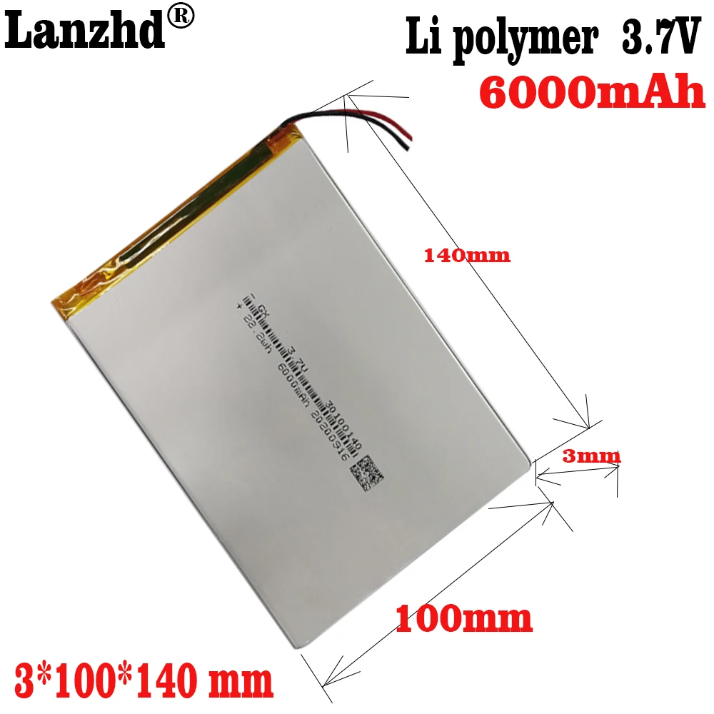 Polímero Bateria de Lítio 30100140 6000mah para Teclast M40 Amor Pouso Pda Inteligente Tablet Computador 3.7v Polímero 110 Peças 3.7v li