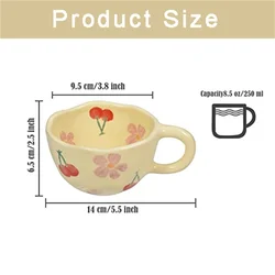 Handcrafted Ceramic Flower Mug - Irregular Korean Style Drinkware - 201-300ml (Pink cherry)