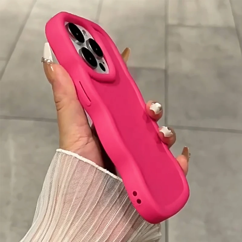 Cute Candy Wavy Silicone Case For Iphone 16 11 12 13 14 15 Pro Max 7 8 Plus Iphone16 16pro 16plus X Xs Soft Back Cover Se 2022 2
