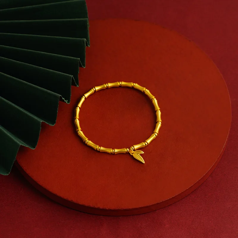 Sand Gold Tide New Chinese Bamboo Bracelet Jewelry Girls Senior Sense All Pairs of Hand Beaded Imitation Gold Explosion