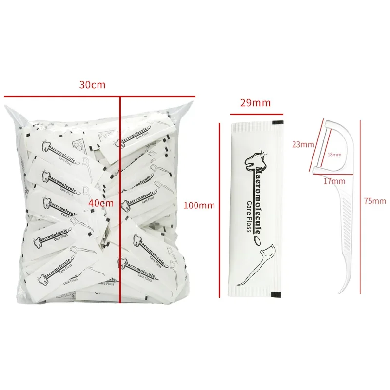 100pcs Disposable Plastic Dental Floss Toothpick Sticks For Hotel Travel Family