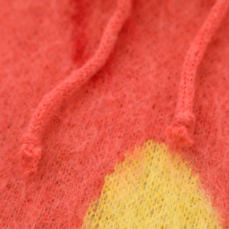 Fashion Colorful Knitted Hooded Sweater Unisex Harajuku Sweater Warm Furry Pullover Streetwear Sweaters Hoodies Jumpers Knitwear