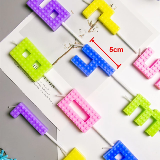 Bougie numérique colorée en bloc de pixels, 1 pièce, pour décoration de gâteaux et de cupcakes, chiffres 0-9, dégradé de souhaits, robe de Table à Dessert pour fête 1
