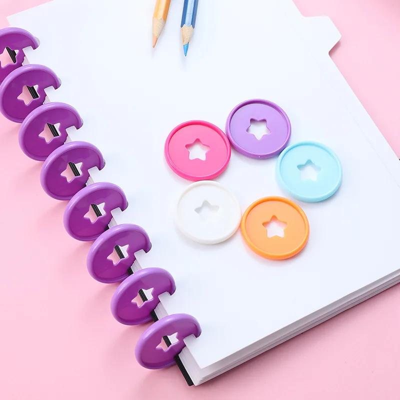 Plastic Binding Rings Notebook Accessories 35MM 12pcs Mushroom Hole Notebook Loose-leaf Discs Binding Plastic Ring Star Disc Rings Discbound Discs Notebook Binder