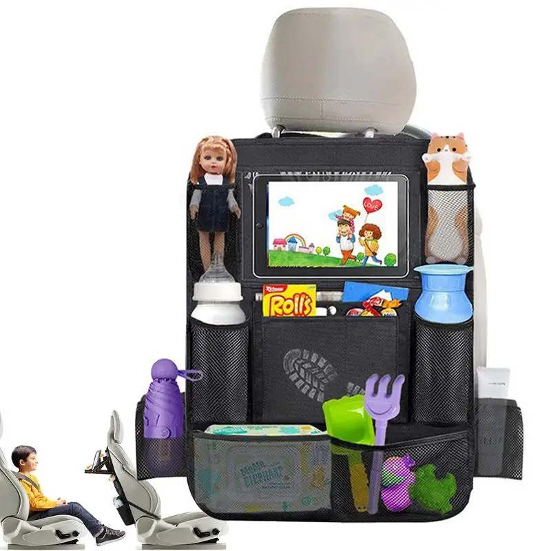 

Car Backrest Protector Back Seat Protector With Table Case Black Auto Storage Organizer With Foldable Table Tray Car Seat Back