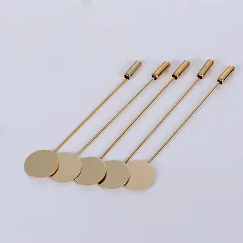 دبوس بروش طويل مطلي بمعدن اللؤلؤ والنحاس ، دبوس طية صدر ذاتي الصنع ، صناعة مجوهرات الفساتين ، قاعدة دبابيس ، ملحقات صينية ، 10: 50 لكل مجموعة 3