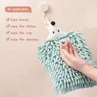 Chenille Hand Towels Kitchen Bathroom Quick Dry Soft Absorbent Microfiber Towels Hand Towel with Hanging Loops Animal Hedgehog 3
