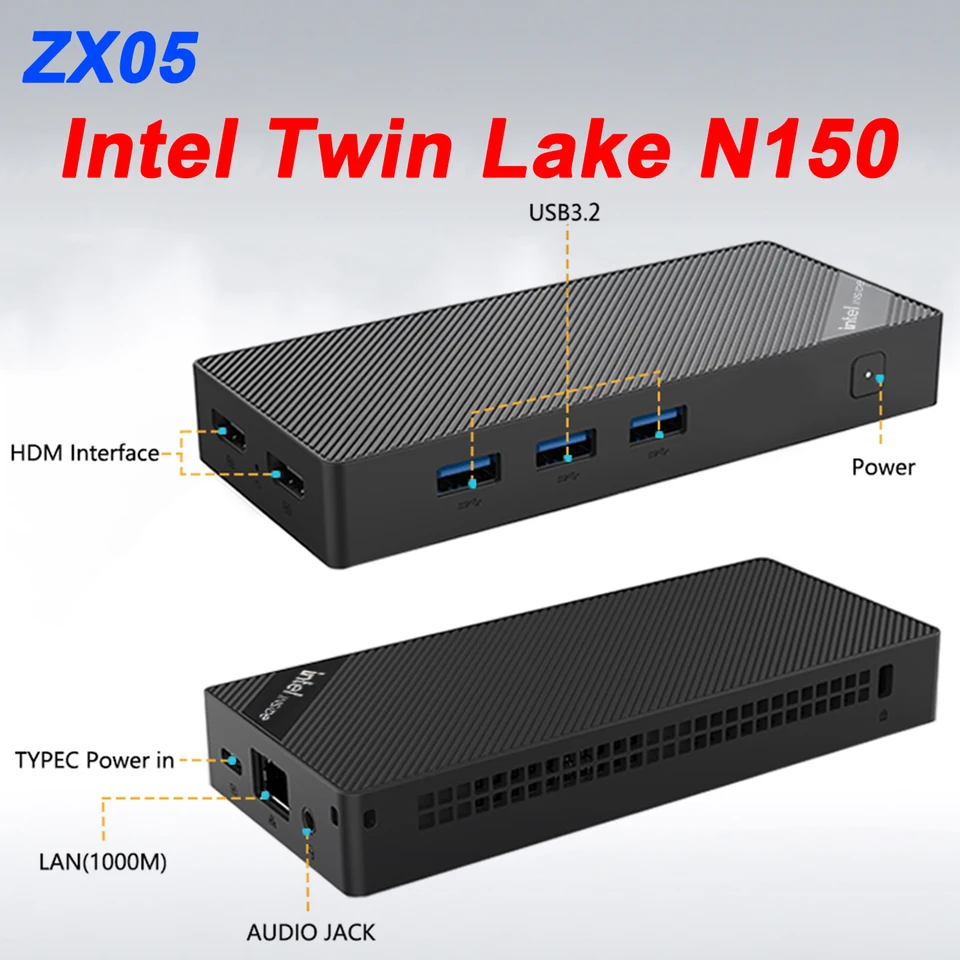 ZX05 Intel Twin Lake N150 MINI PC Windows 11 Pro LPDDR5 12GB M.2
