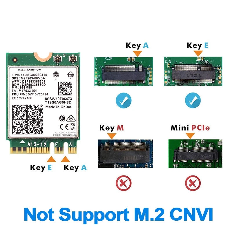 인텔 AX210 M.2 무선 카드용 와이파이 6E 블루투스 5.3, 노트북 PC Win 10 11 용 와이파이 어댑터, 5374Mbps, 2.4Ghz, 5Ghz, 6Ghz, 802.11ax
