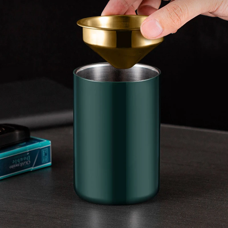Detachable Stainless Steel Ashtray Creative Funnel Windproof Car Living Room Office Home Decor