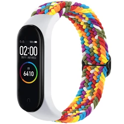 Braided Solo Loop For Xiaomi Mi Band 7 6 5 4 3 Strap Elastic Nylon Adjustable Watchband For Amazfit Band 5 Band Correa Bracelet