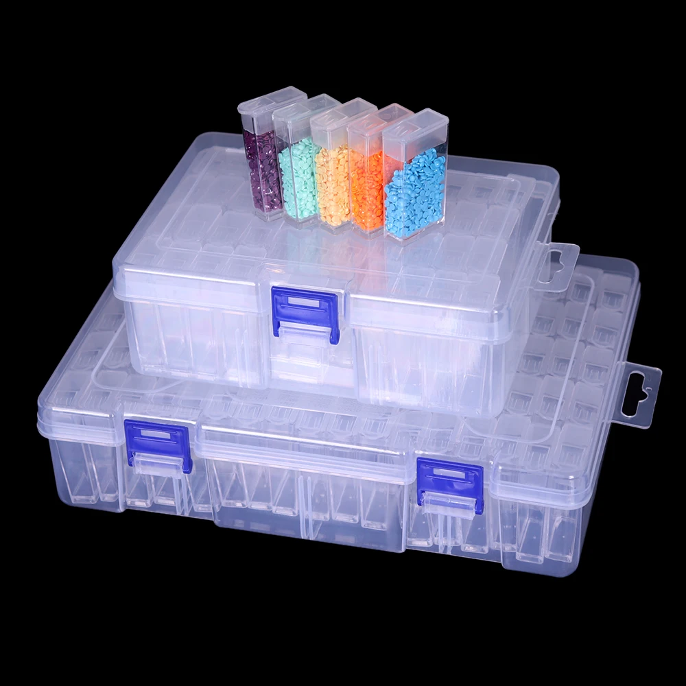 

Пластиковый ящик для хранения с 42/64/80 отделениями, наборы для алмазной живописи, предметы искусства ногтей, бокс для хранения искусственных бусин, органайзер, держатель, распродажа