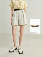 FSLE Minimalism Style Casual White Shorts For Women Summer New Arrival High Waist Shorts Jeans Female With Belt Loose Shorts - Image 2