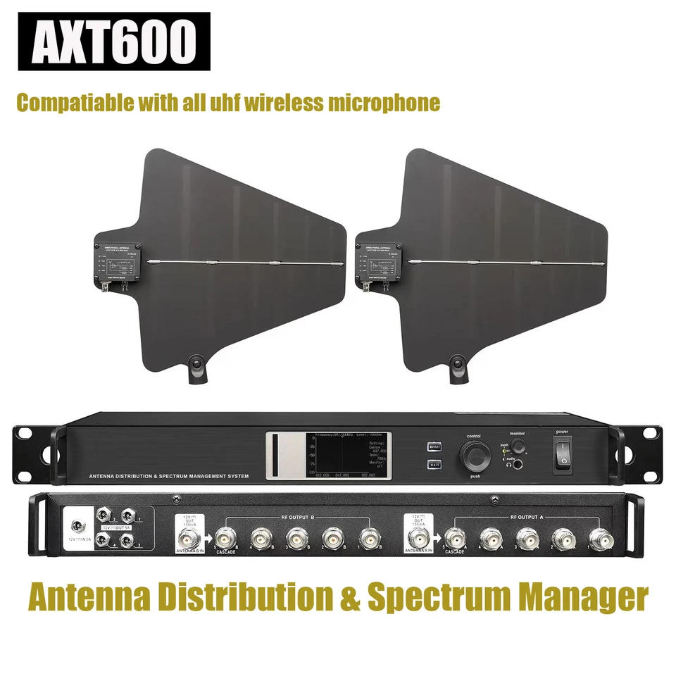 UHF Active Antenna Power Distribution System - For Sennheiser, Shure, AKG Wireless Mics