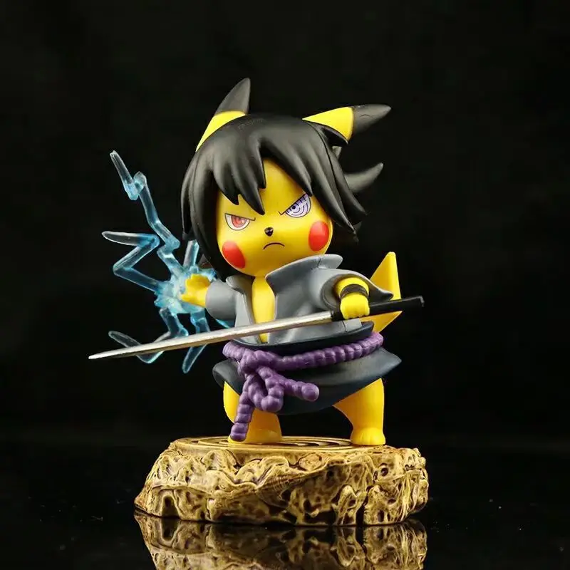 thumbnail image 4 of Anime Naruto Q versión Pikachu COS Sasuke Uchiha segunda generación PVC figuras de acción juguetes modelo estatua 10cm, 4 of 5