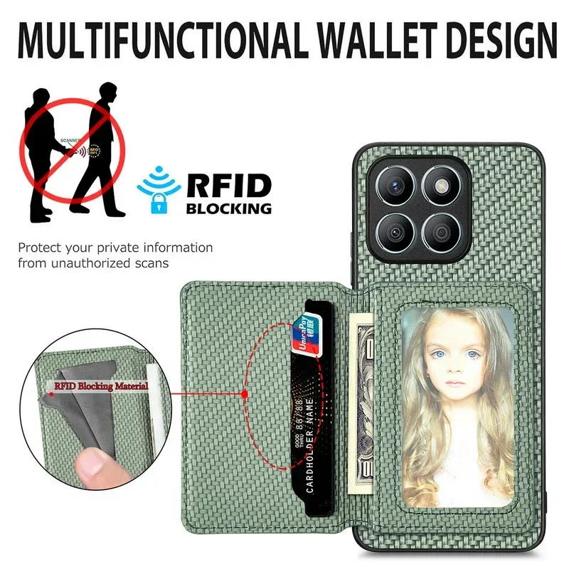 Luxury RFID Block Leather Wallet Case for Honor and Huawei Devices
