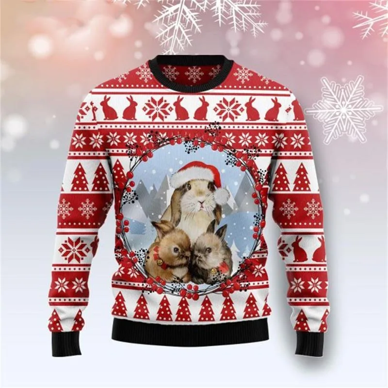 

Rabbit Animel 3d Printed Sweater Breathable Long-sleeve O Neck Sweatshirt Harajuku Hip-hop Style Streetwear Top Male Clothes