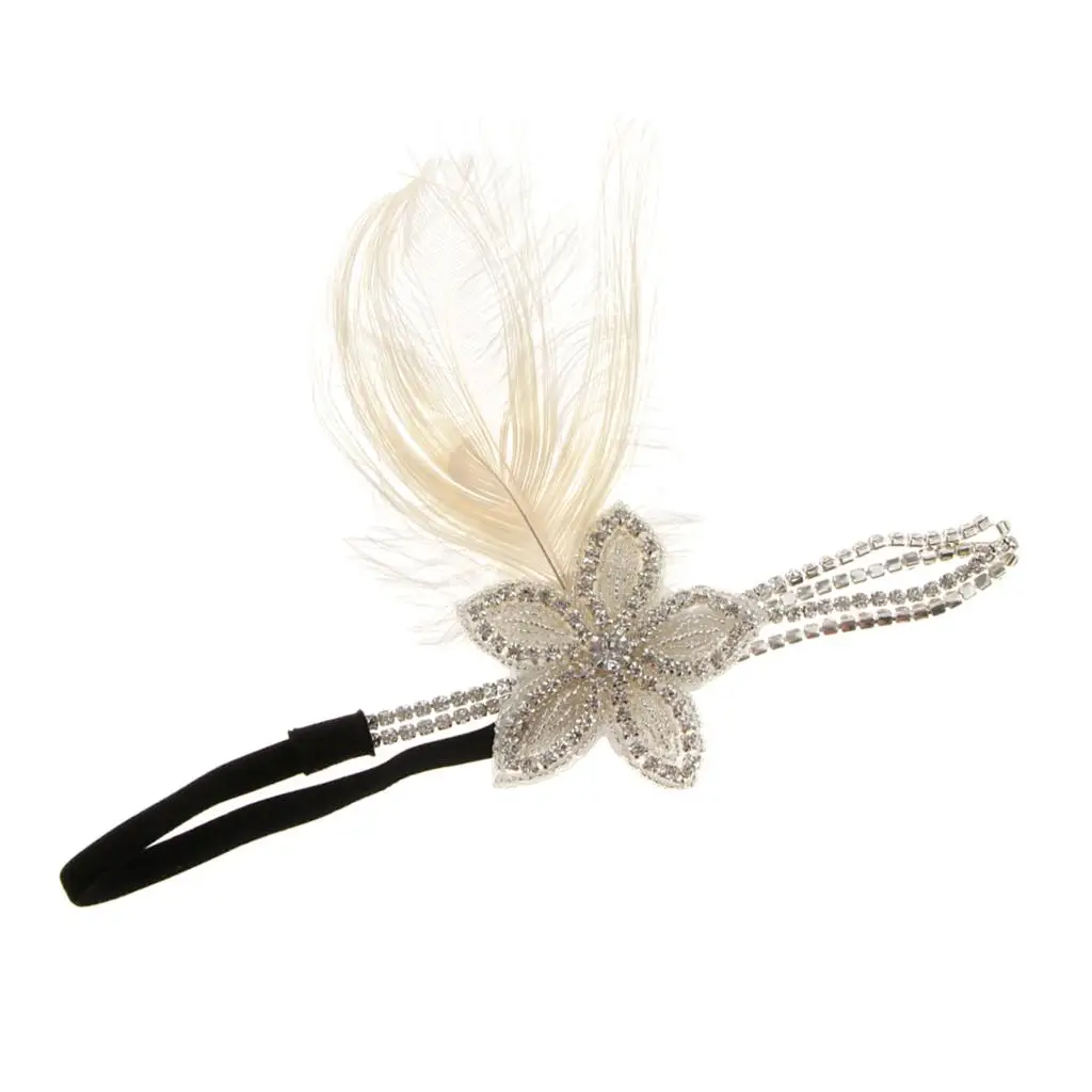 1920s Flapper Feather Headband Bridal Headpiece Wedding Hen Party Accessory