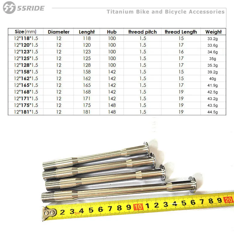 Titanium Alloy MTB Road Bike Thru Axle Ultra Light Bike Axle