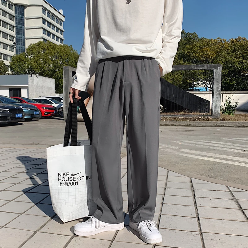 Male Pants Stretch Solid Color Smart Casual Men's Trousers Office Quick Dry Suit Pants New Spring Autumn Korean Straight A109
